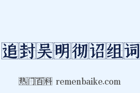 追封吴明彻诏组词是什么意思的图片